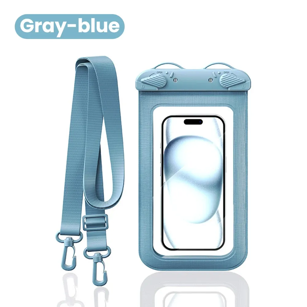 Pochette étanche transparente en PVC pour téléphone 7,5 pouces, compatible écran tactile, double fermeture à clip, étanchéité niveau 8 pour la natation et la plongée 7