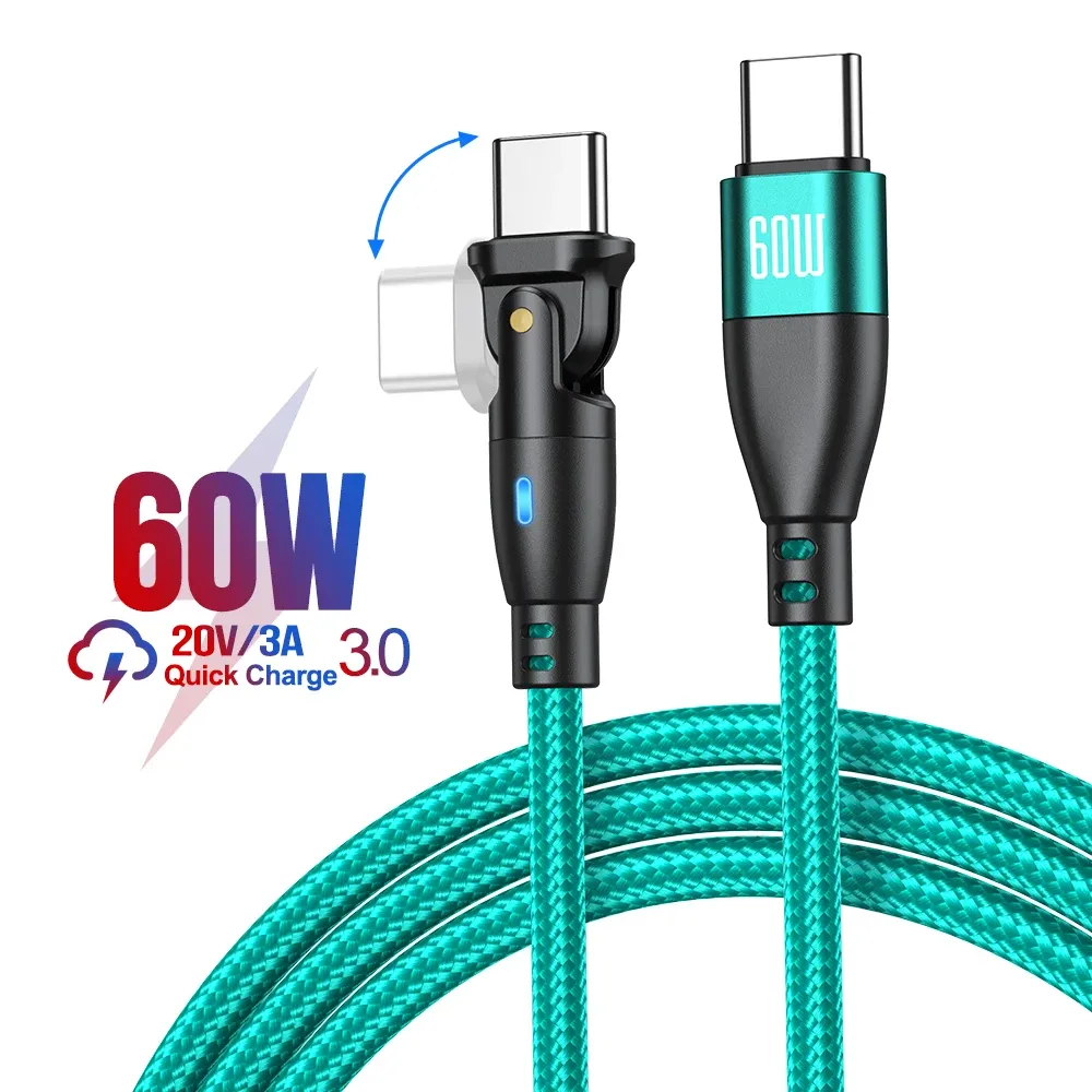 Câble USB-C AUFU 5A PD 100 W, Charge rapide pour MacBook Pro, Xiaomi, iPad et Samsung, Rotatif 180° 11