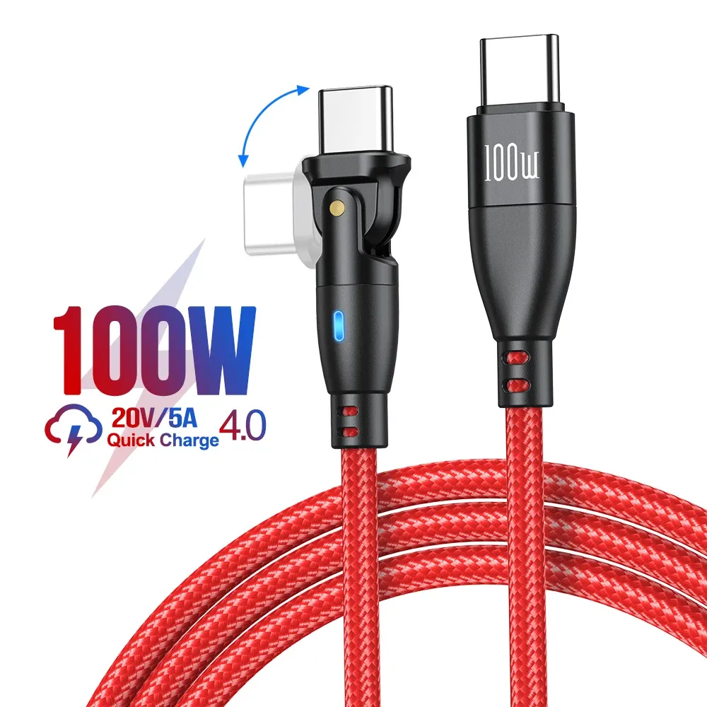 Câble USB-C AUFU 5A PD 100 W, Charge rapide pour MacBook Pro, Xiaomi, iPad et Samsung, Rotatif 180° 9