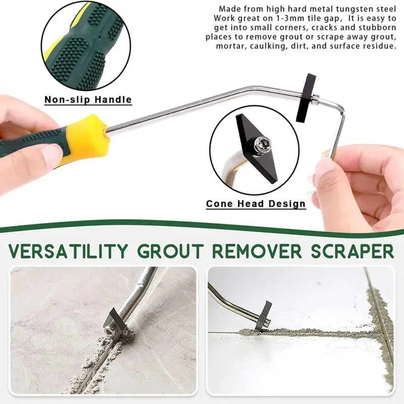 Kit d'outils pour l'élimination du coulis, 22 pièces : lame de scie, scie à main, brosse de nettoyage pour joints de carrelage et racloir de calfeutrage pour sol 6