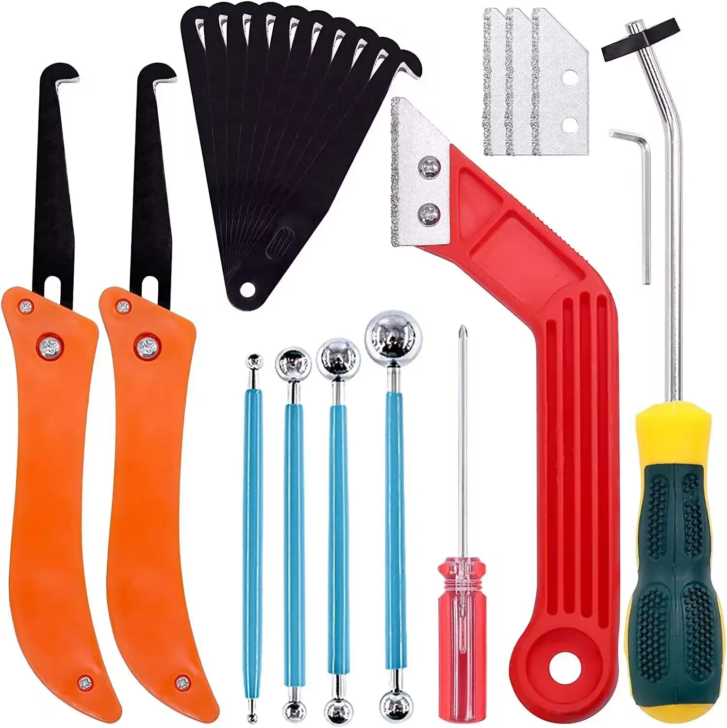 Kit d'outils pour l'élimination du coulis, 22 pièces : lame de scie, scie à main, brosse de nettoyage pour joints de carrelage et racloir de calfeutrage pour sol 7