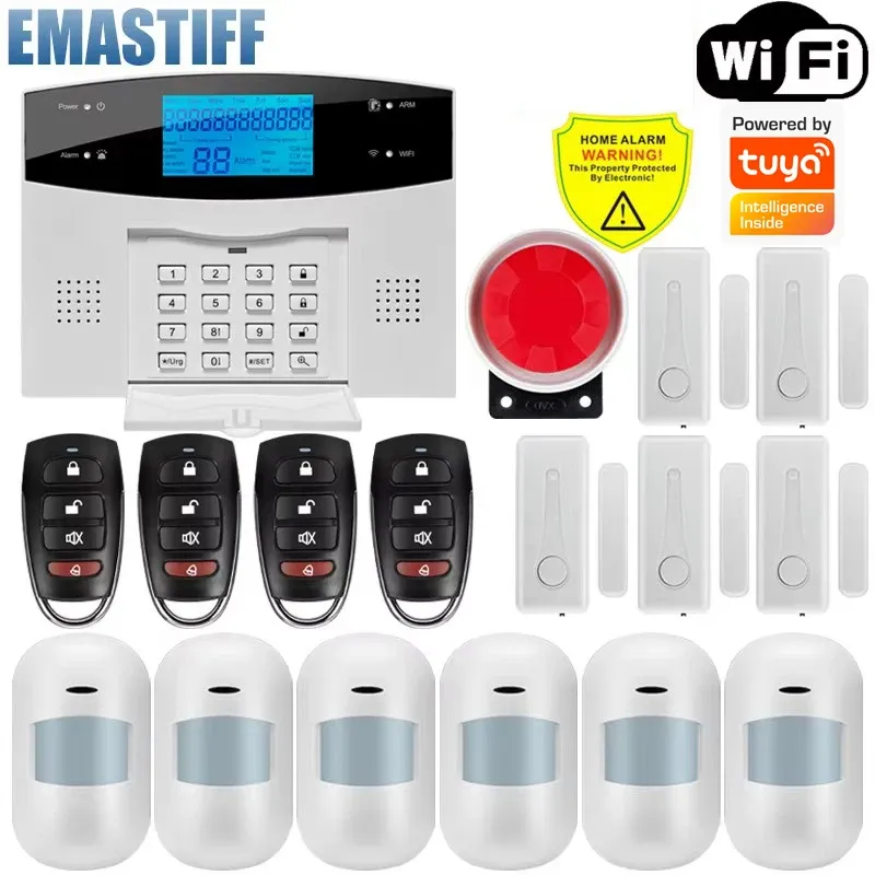 Système d'alarme domestique WiFi et GSM avec écran LCD, compatible Tuya Smart, contrôle par application mobile et télécommande 1