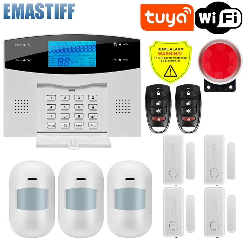 Système d'alarme domestique WiFi et GSM avec écran LCD, compatible Tuya Smart, contrôle par application mobile et télécommande 20