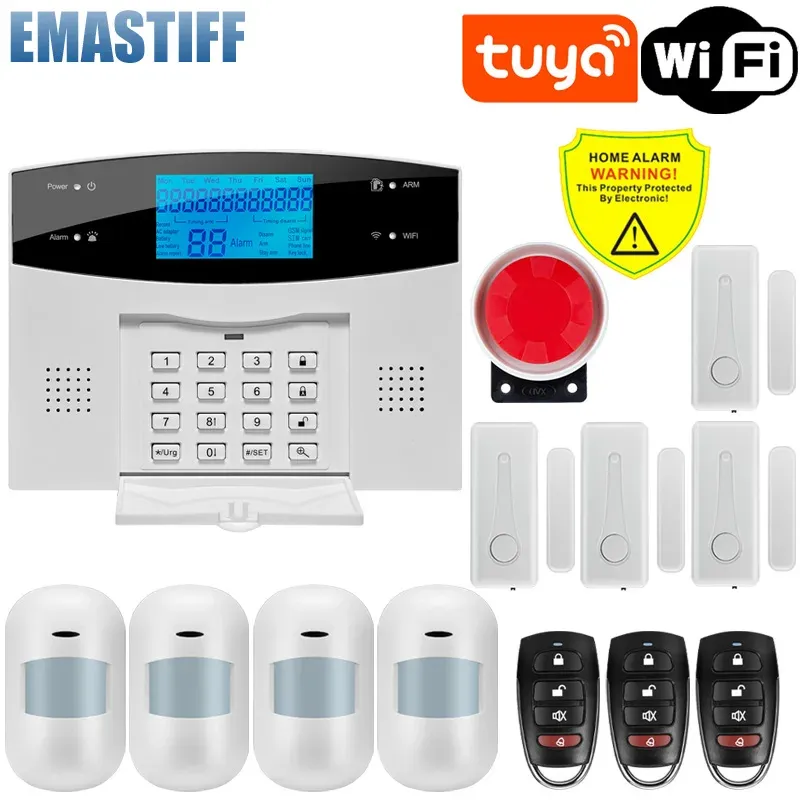 Système d'alarme domestique WiFi et GSM avec écran LCD, compatible Tuya Smart, contrôle par application mobile et télécommande 19