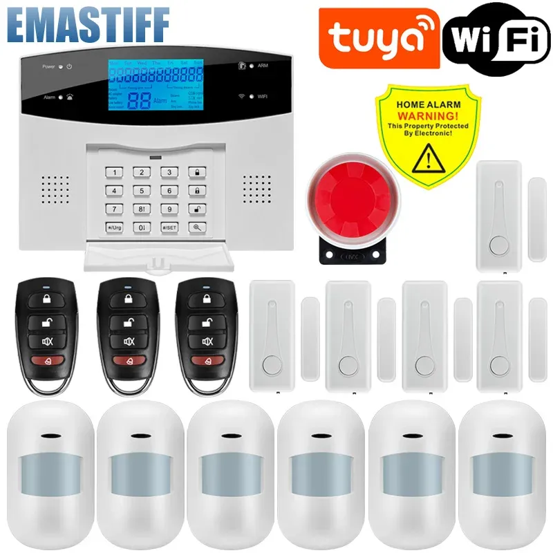 Système d'alarme domestique WiFi et GSM avec écran LCD, compatible Tuya Smart, contrôle par application mobile et télécommande 17