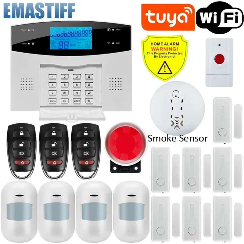 Système d'alarme domestique WiFi et GSM avec écran LCD, compatible Tuya Smart, contrôle par application mobile et télécommande 15