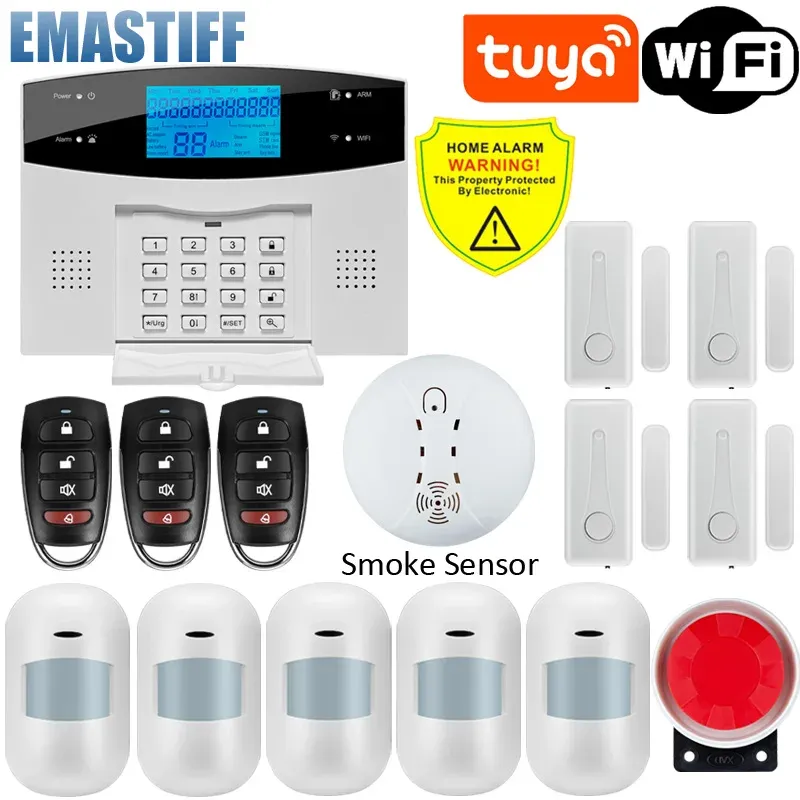 Système d'alarme domestique WiFi et GSM avec écran LCD, compatible Tuya Smart, contrôle par application mobile et télécommande 14