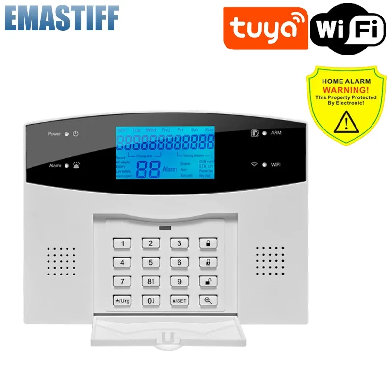 Système d'alarme domestique WiFi et GSM avec écran LCD, compatible Tuya Smart, contrôle par application mobile et télécommande 12