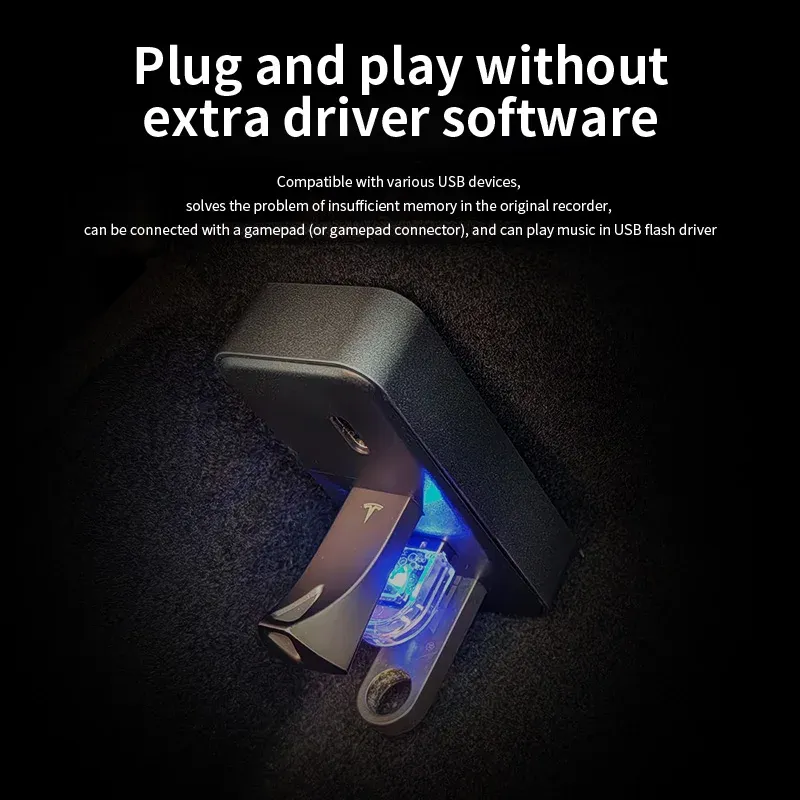 Hub USB 4-en-1 compatible Tesla Model 3 et Model Y (après 2023), pour boîte à gants, caméra embarquée, charge USB et transfert de données 3