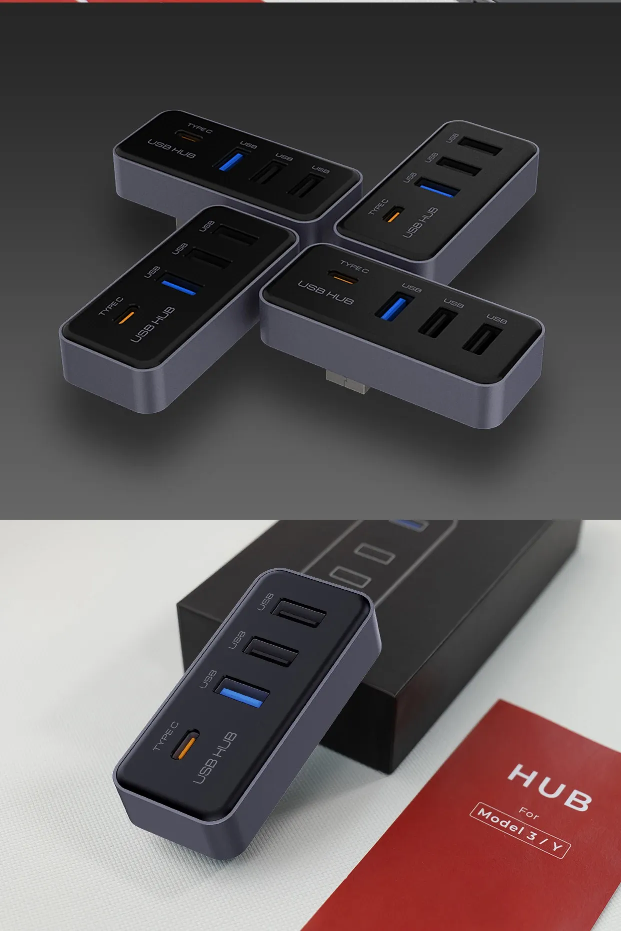 Hub USB 4-en-1 vue rapprochée