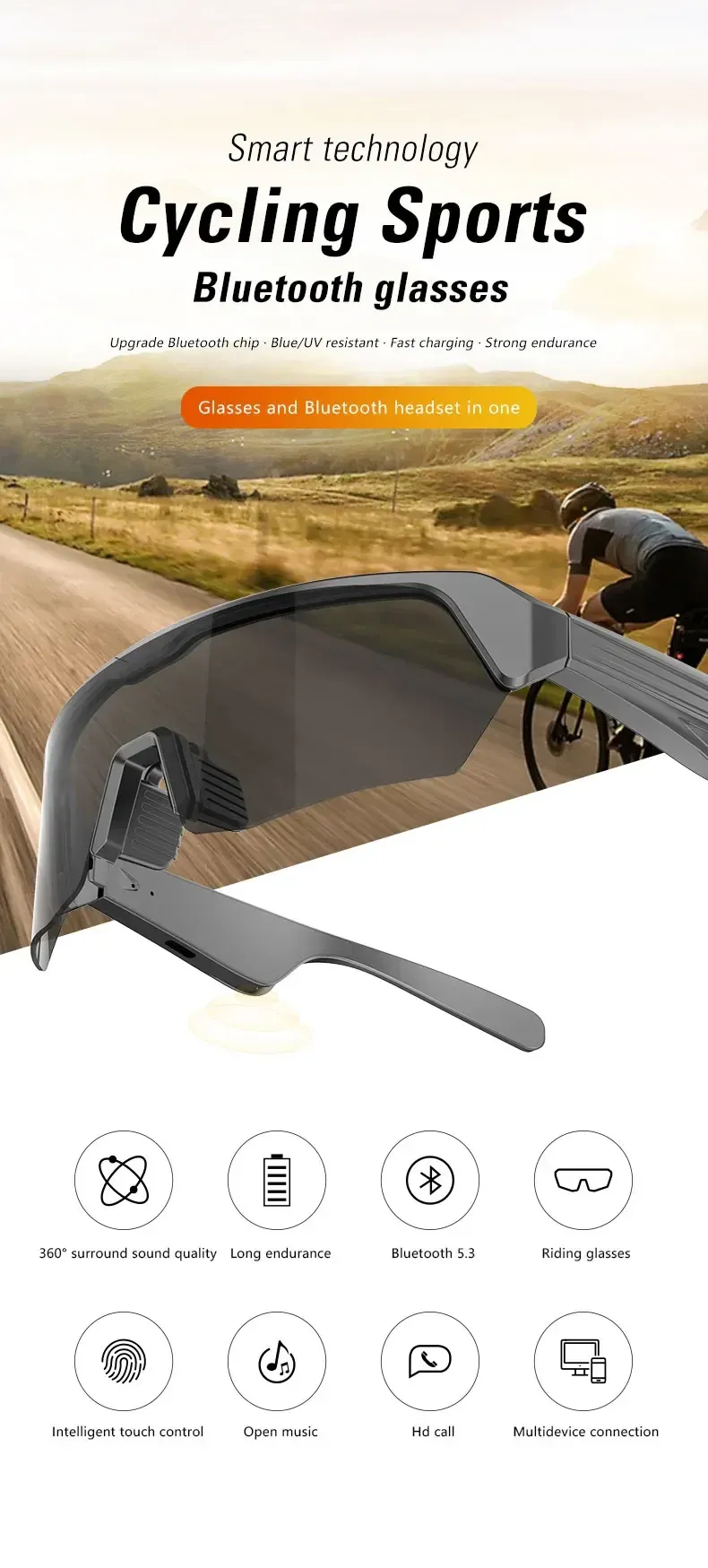 Lunettes Bluetooth, détail du design