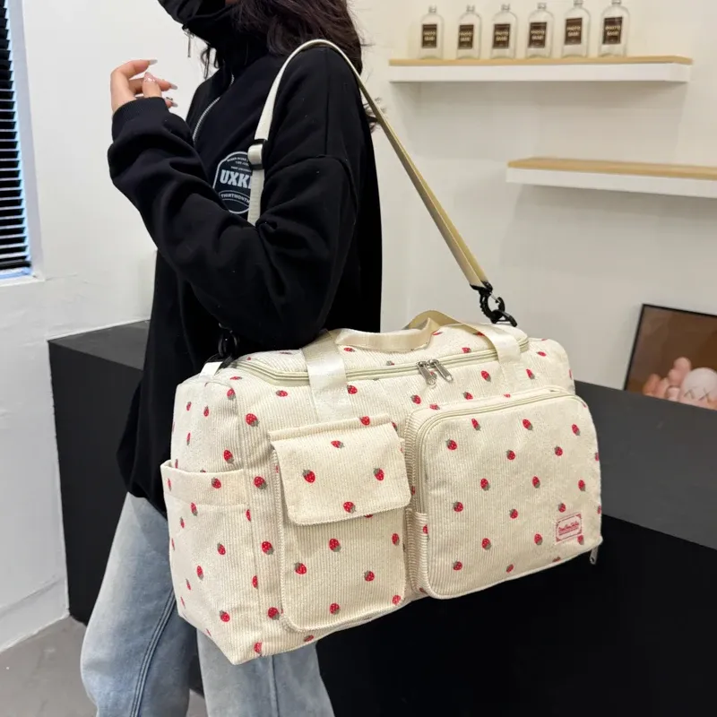 Sac en velours côtelé, compartiment chaussures