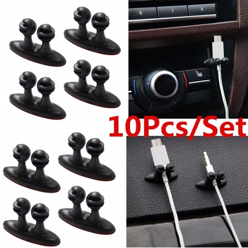 Support de câble de voiture, lot de 10, clips de fixation, fixateur de ligne, organisateur, adhésif goutte, câble USB, accessoires de clip de voiture - Image 1