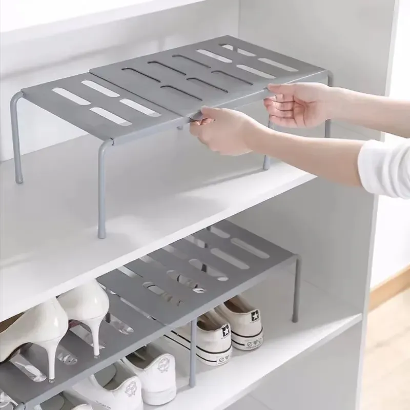 Étagère à chaussures extensible en ABS, organisateur télescopique pour placard et sous-évier de cuisine
