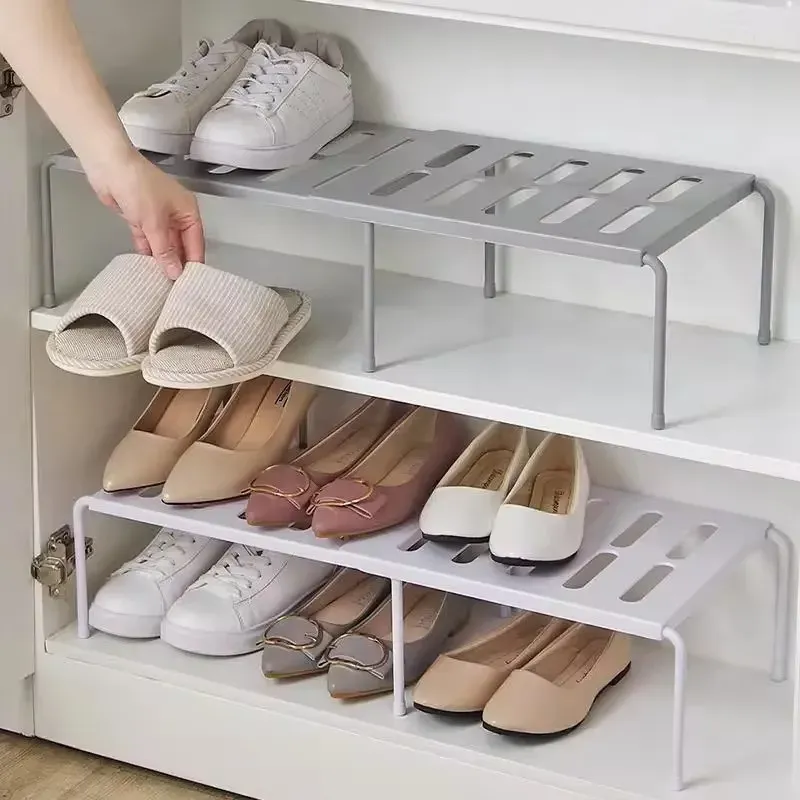Étagère à chaussures extensible en ABS, organisateur télescopique pour placard et sous-évier de cuisine 2