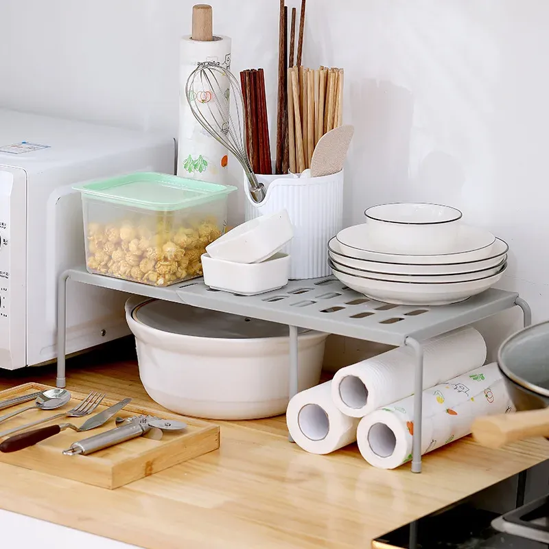 Étagère à chaussures extensible en ABS, organisateur télescopique pour placard et sous-évier de cuisine 6