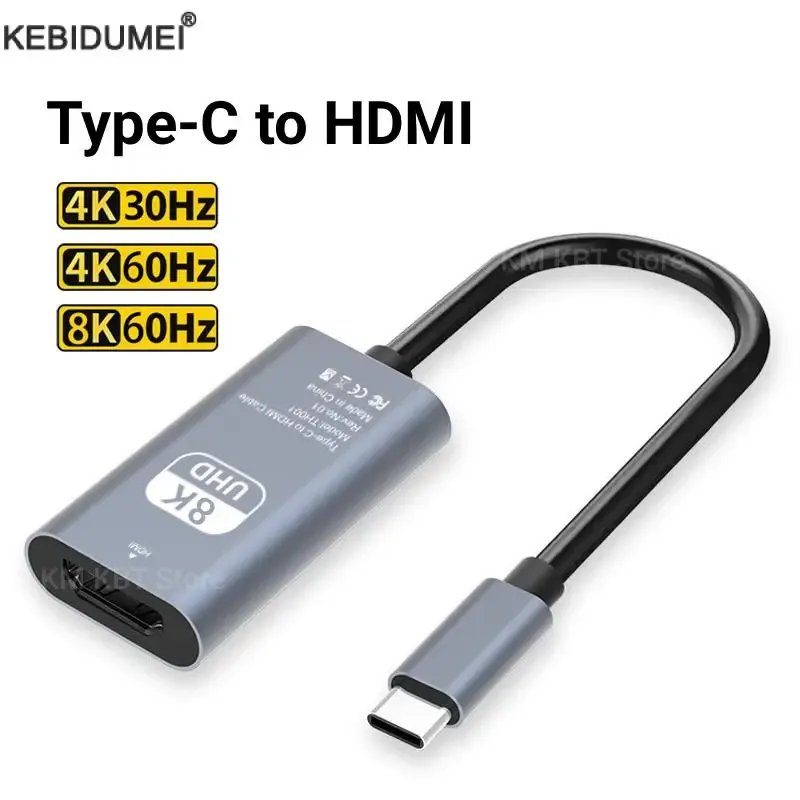 Adaptateur USB-C vers HDMI 8K/4K, USB-C (USB 3.1) mâle vers HDMI femelle, pour ordinateur portable, tablette, téléviseur et MacBook