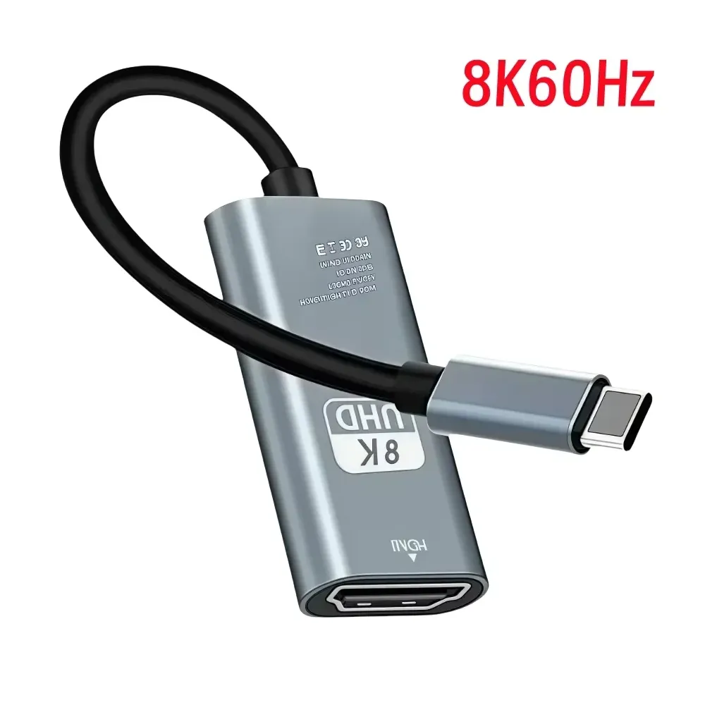 Adaptateur USB-C vers HDMI 8K/4K, USB-C (USB 3.1) mâle vers HDMI femelle, pour ordinateur portable, tablette, téléviseur et MacBook 7