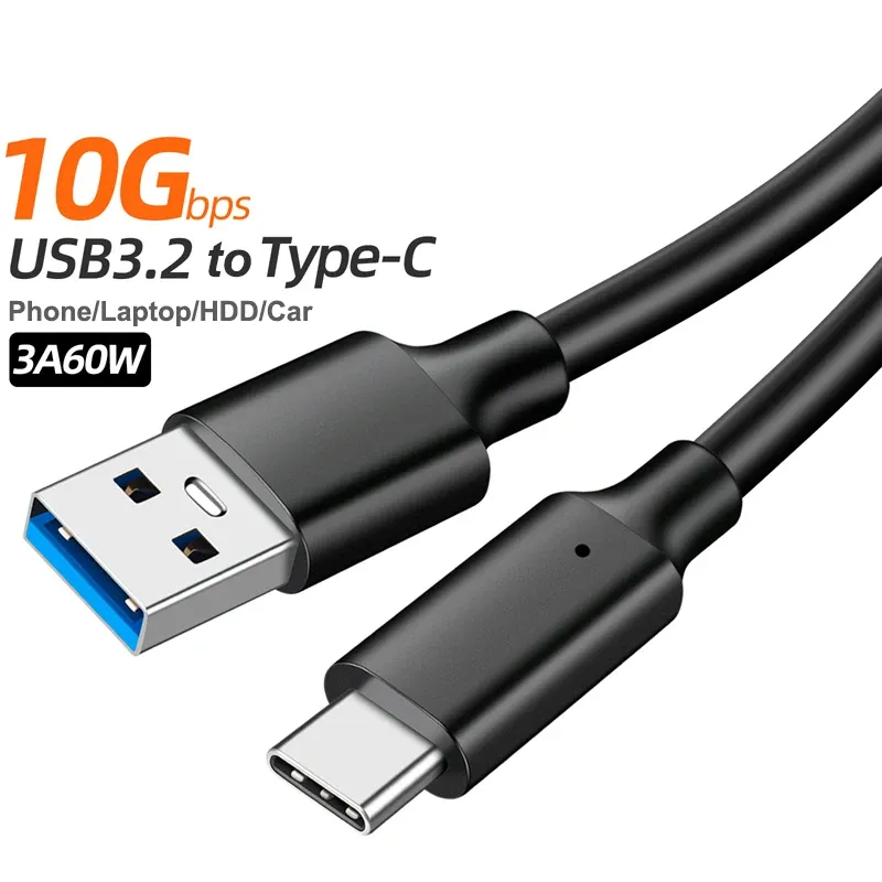 Câble USB-A vers USB-C Gen2 noir, vue principale