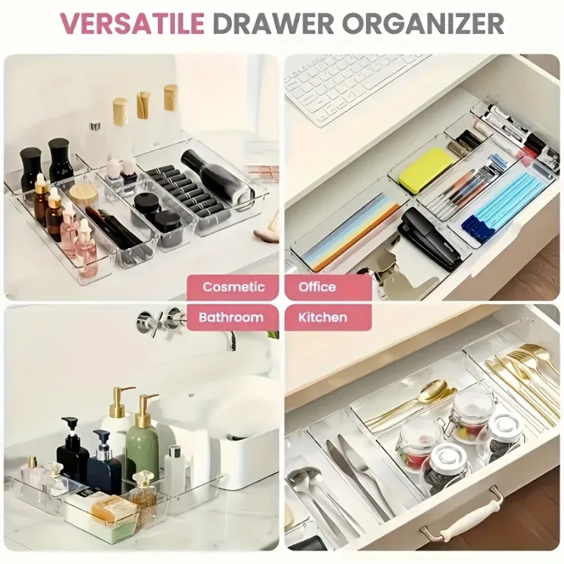Organisateur de bureau en acrylique transparent à 9 compartiments, pour maquillage et papeterie 6