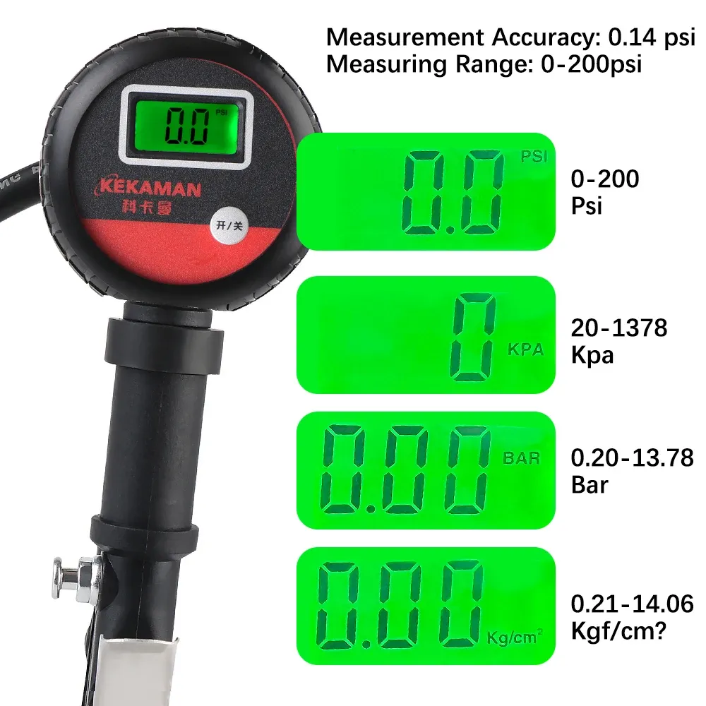 Système de surveillance haute précision, accessoires de test, manomètre numérique automatique à écran LCD pour voiture, camion, véhicule et moto 6