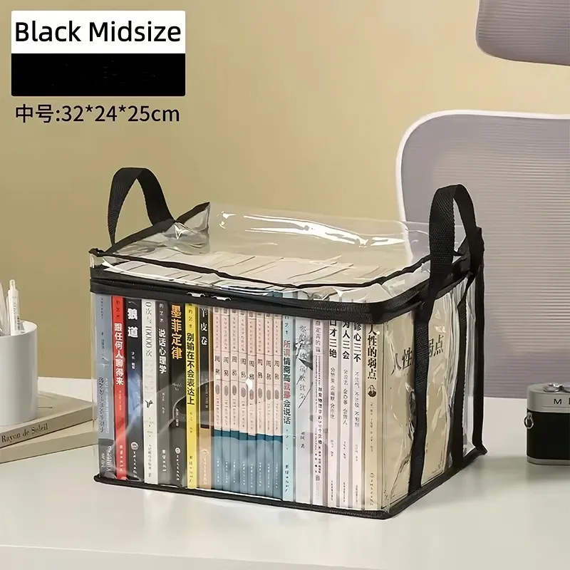 Boîte de rangement pliable transparente et étanche pour livres, à fermeture éclair 7