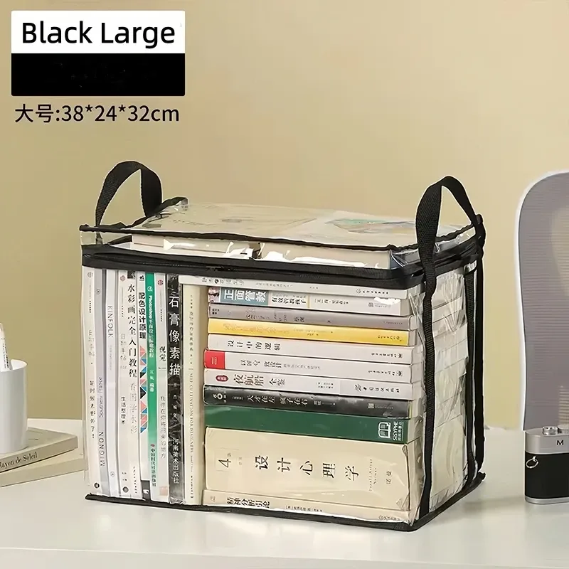 Boîte de rangement pliable transparente et étanche pour livres, à fermeture éclair 8
