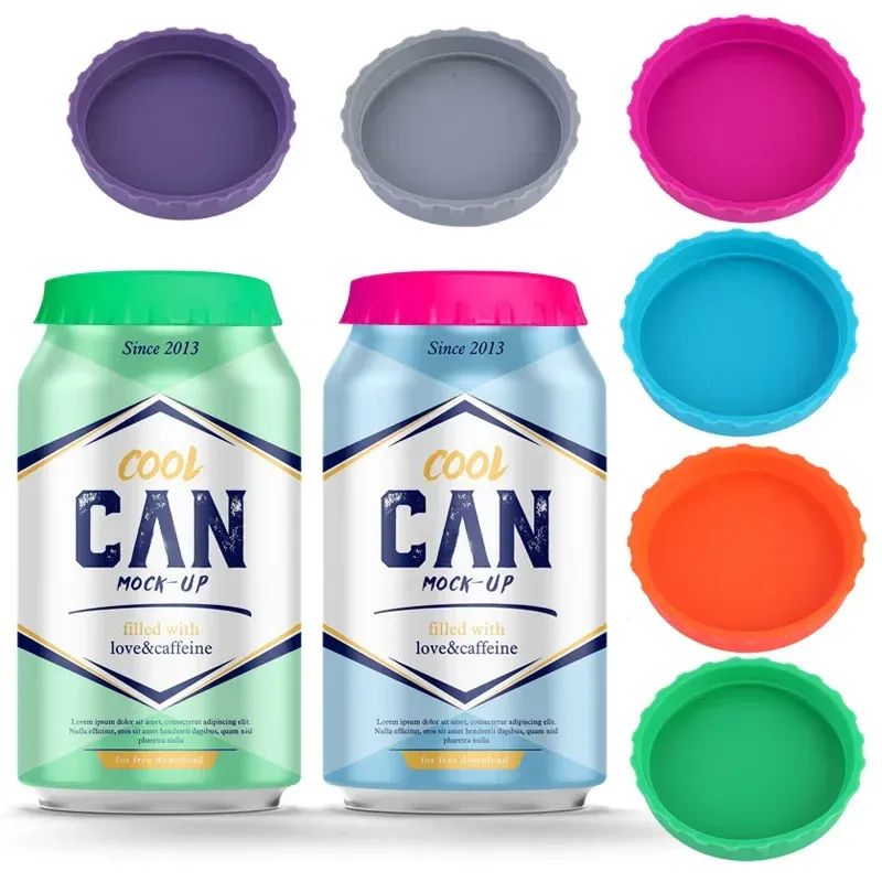 Lot de 6 couvercles de canette en silicone, bouchons réutilisables pour boissons gazeuses, bière et Coca, coloris assortis - Image 1