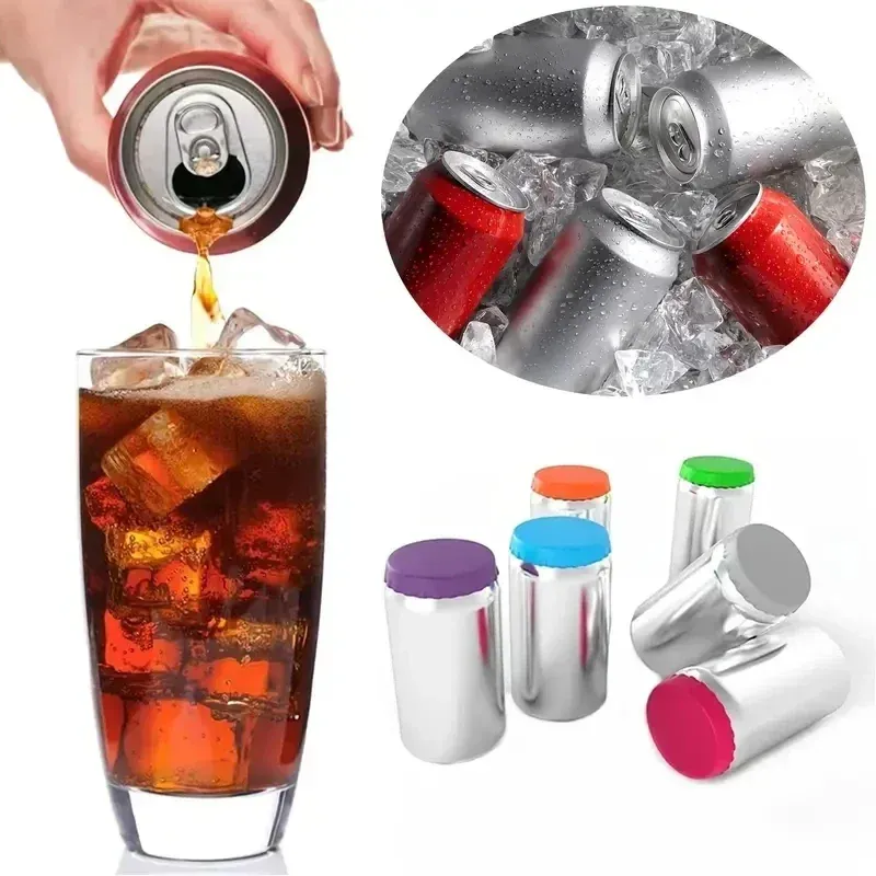 Lot de 6 couvercles de canette en silicone, bouchons réutilisables pour boissons gazeuses, bière et Coca, coloris assortis 2