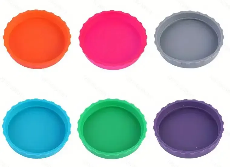Lot de 6 couvercles de canette en silicone, bouchons réutilisables pour boissons gazeuses, bière et Coca, coloris assortis 7