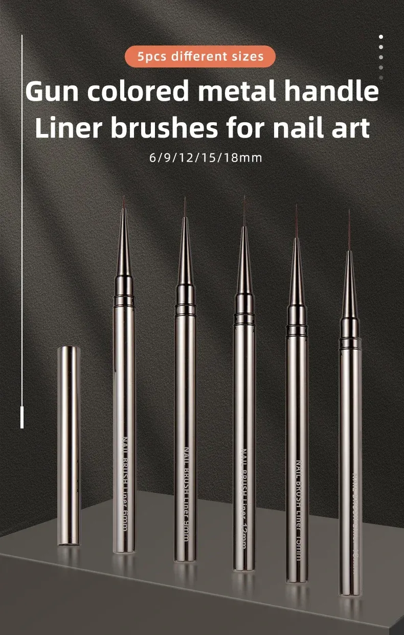 Ensemble de pinceaux à ongles avec manche en métal