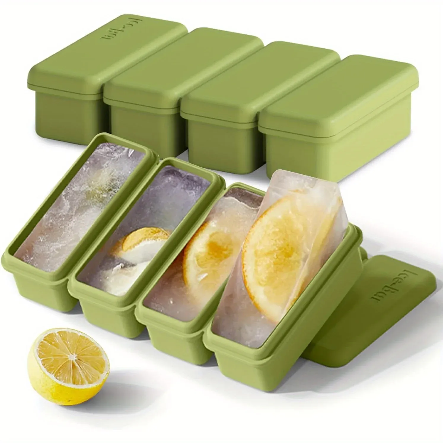 Moules à glaçons en silicone à 4 compartiments avec couvercle, pour sucettes glacées maison