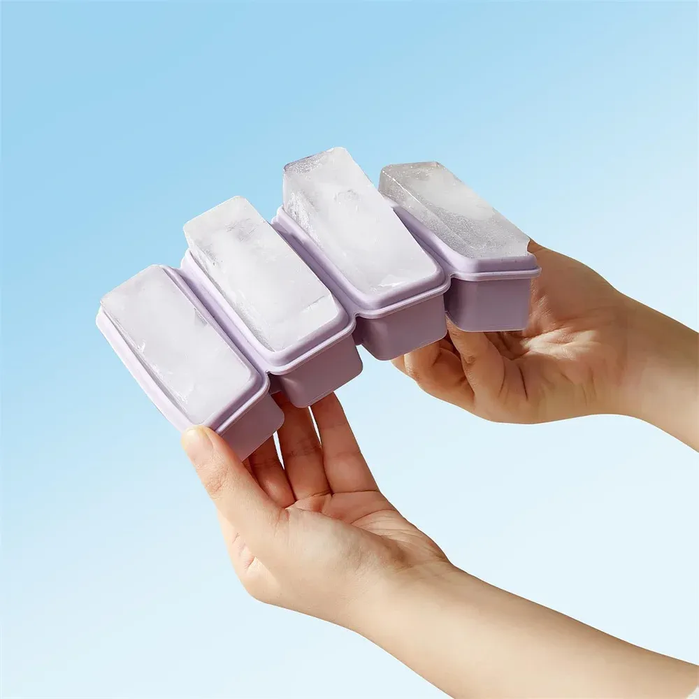 Moules à glaçons en silicone à 4 compartiments avec couvercle, pour sucettes glacées maison 5