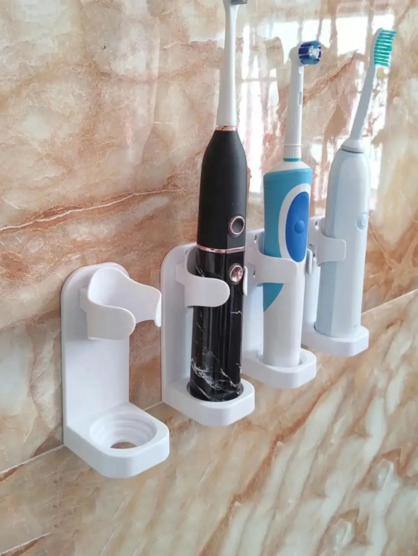 Support mural pour brosse à dents électrique (lot de 1 ou 2) – Rangement pour salle de bain et rasoir 2