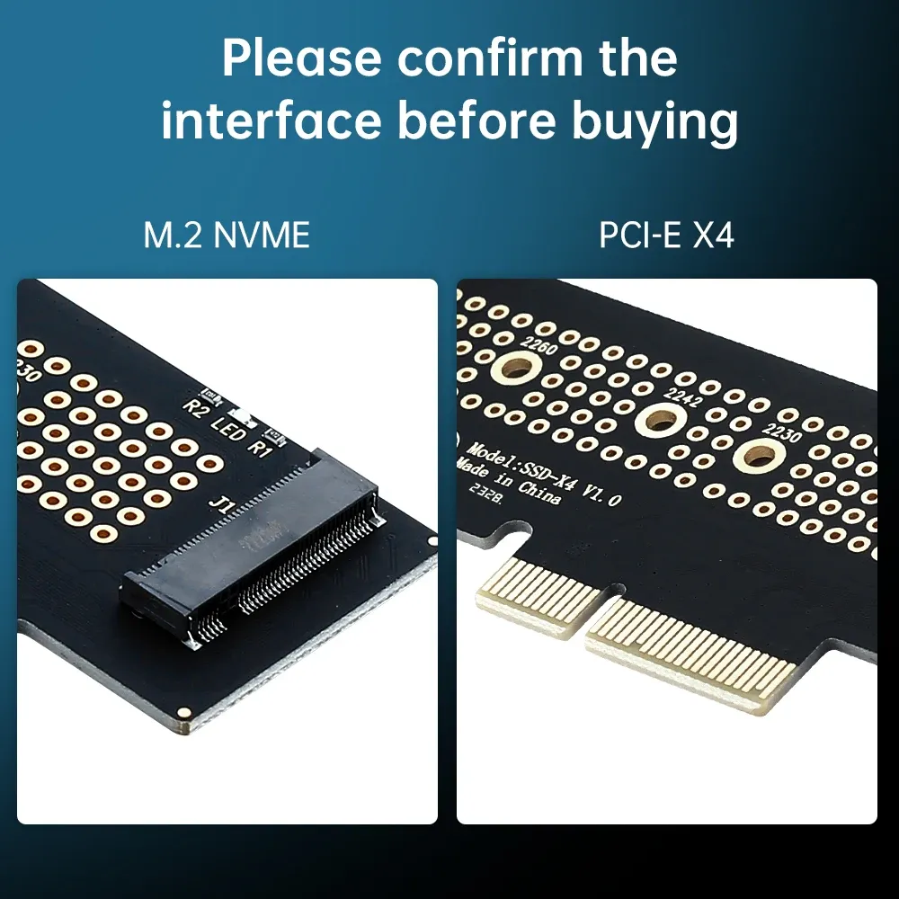 Carte adaptateur M.2 NVMe vers PCIe x4, compatible SSD M-Key 2230/2242/2260/2280, slots PCIe x4/x8/x16 2