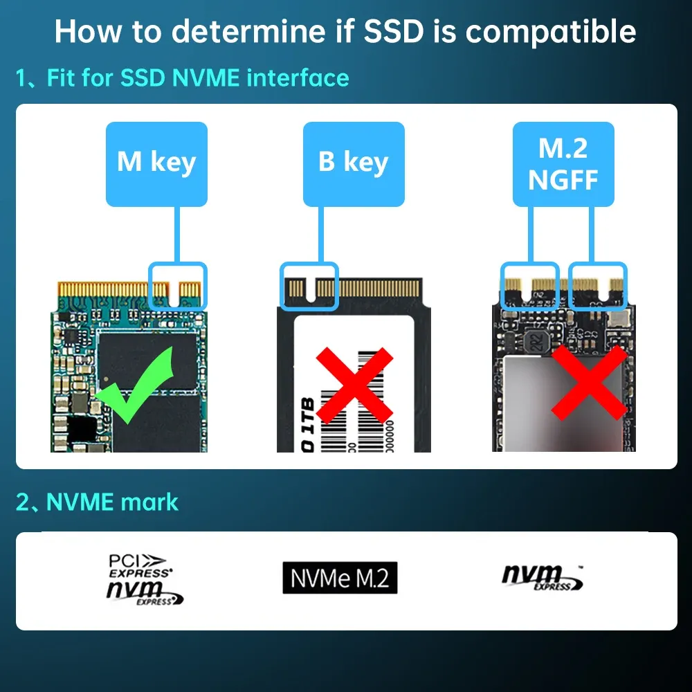 Carte adaptateur M.2 NVMe vers PCIe x4, compatible SSD M-Key 2230/2242/2260/2280, slots PCIe x4/x8/x16 6