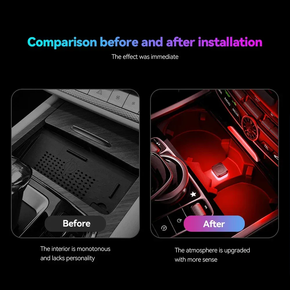 Lampe LED USB universelle d'ambiance pour intérieur de voiture, éclairage de lecture et accessoires décoratifs 3