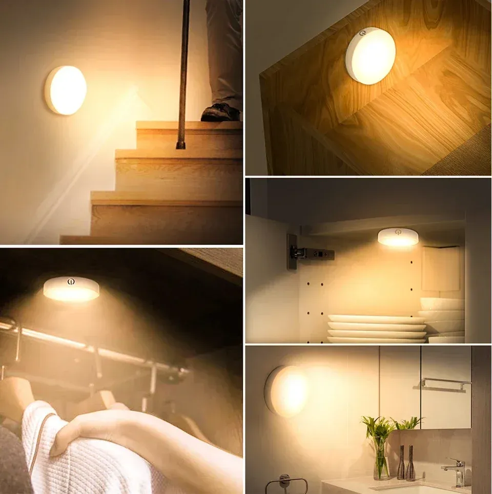 Veilleuse LED installée sous un escalier