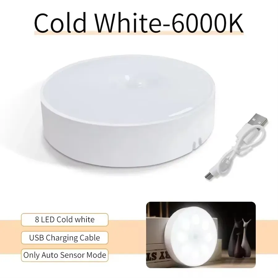 Veilleuse LED à détecteur de mouvement, rechargeable par USB, sans fil, pour cuisine, placard, escalier et armoire 10