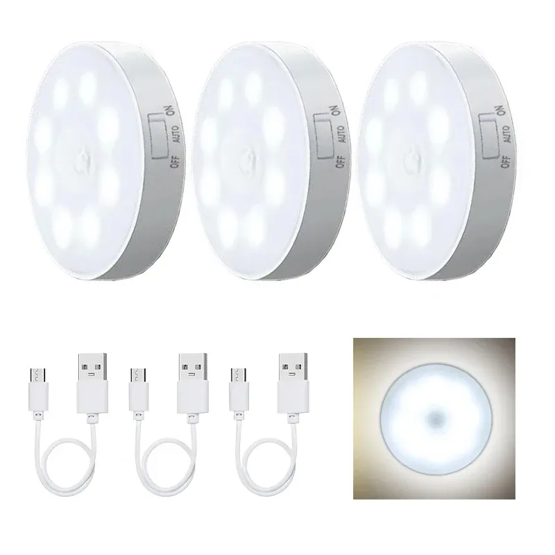 Veilleuse LED à détecteur de mouvement, rechargeable par USB, sans fil, pour cuisine, placard, escalier et armoire 9