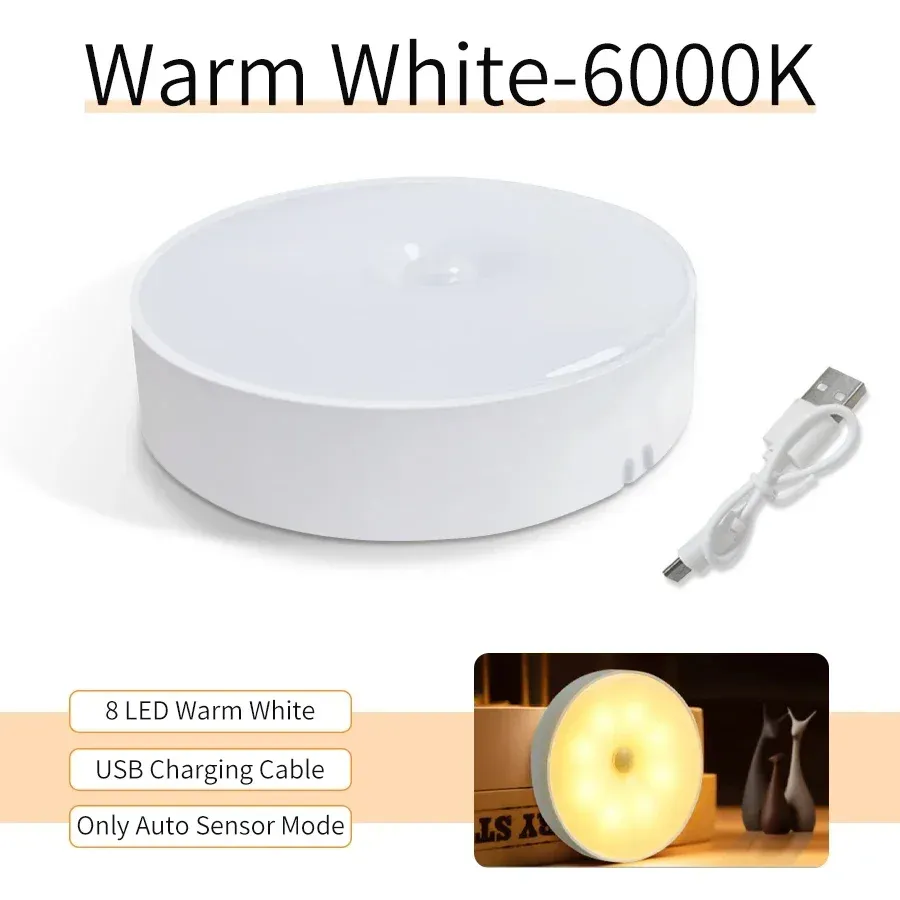 Veilleuse LED à détecteur de mouvement, rechargeable par USB, sans fil, pour cuisine, placard, escalier et armoire 11