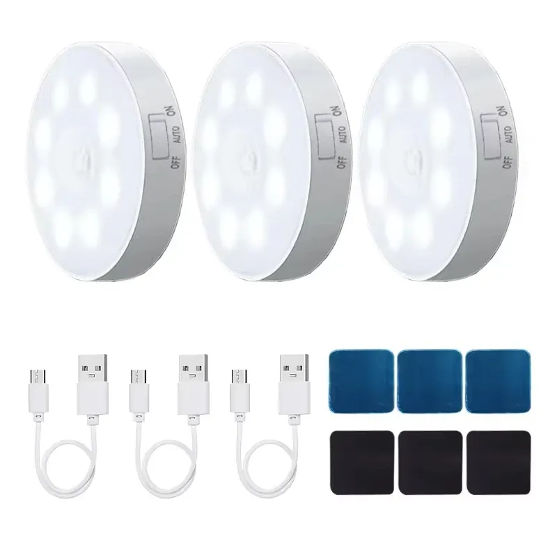 Veilleuse LED à détecteur de mouvement, rechargeable par USB, sans fil, pour cuisine, placard, escalier et armoire 15