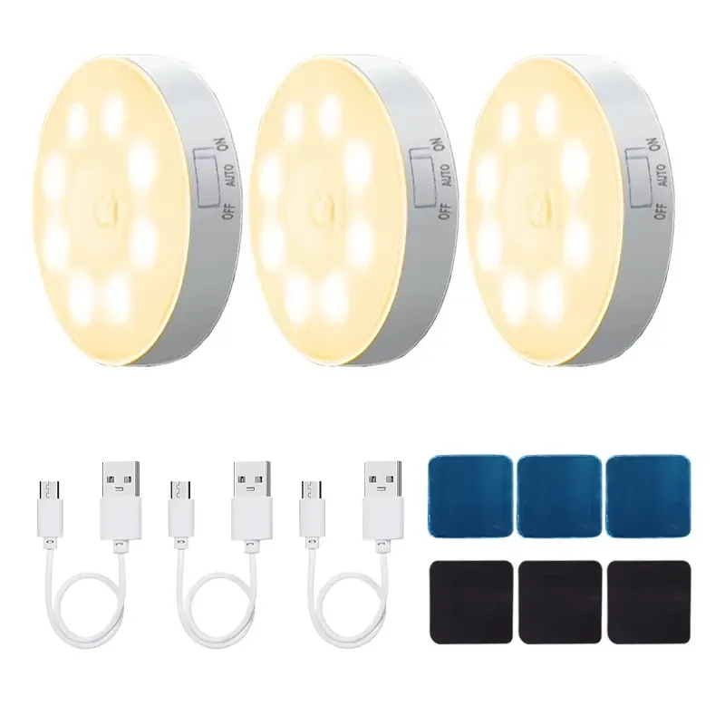 Veilleuse LED à détecteur de mouvement, rechargeable par USB, sans fil, pour cuisine, placard, escalier et armoire 14