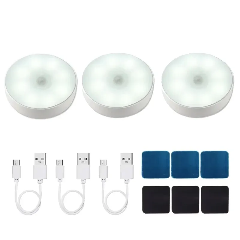 Veilleuse LED à détecteur de mouvement, rechargeable par USB, sans fil, pour cuisine, placard, escalier et armoire 18