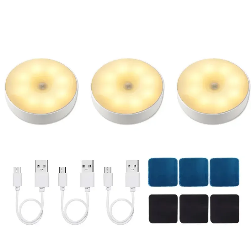 Veilleuse LED à détecteur de mouvement, rechargeable par USB, sans fil, pour cuisine, placard, escalier et armoire 16