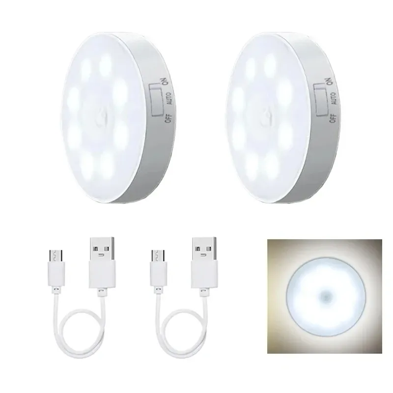 Veilleuse LED à détecteur de mouvement, rechargeable par USB, sans fil, pour cuisine, placard, escalier et armoire 8