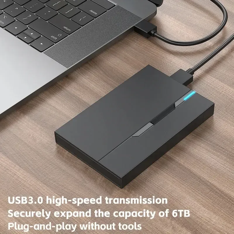 Boîtier de disque dur externe USB 3.0 pour disque 2,5 pouces, 6 To, compatible SSD et HDD SATA 7 mm et 9,5 mm pour ordinateur portable