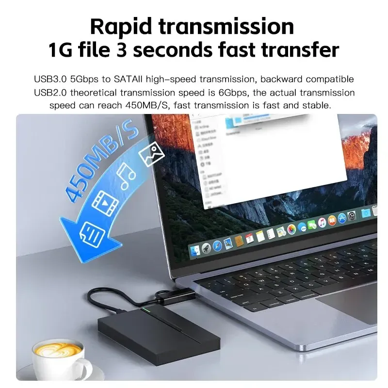 Boîtier de disque dur externe USB 3.0 pour disque 2,5 pouces, 6 To, compatible SSD et HDD SATA 7 mm et 9,5 mm pour ordinateur portable 2