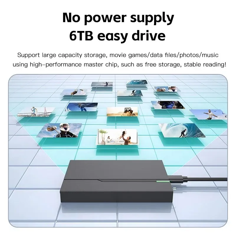 Boîtier de disque dur externe USB 3.0 pour disque 2,5 pouces, 6 To, compatible SSD et HDD SATA 7 mm et 9,5 mm pour ordinateur portable 4