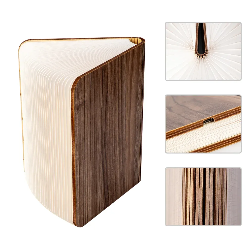 Lampe de chevet LED en bois pour enfants, USB, 3 couleurs, décoration artistique pour chambre 6